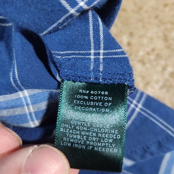 LAUREN Ralph Lauren Blue Plaid 3/4 Sleeve Button Down Size XL Embroidered - Picture 4 of 8